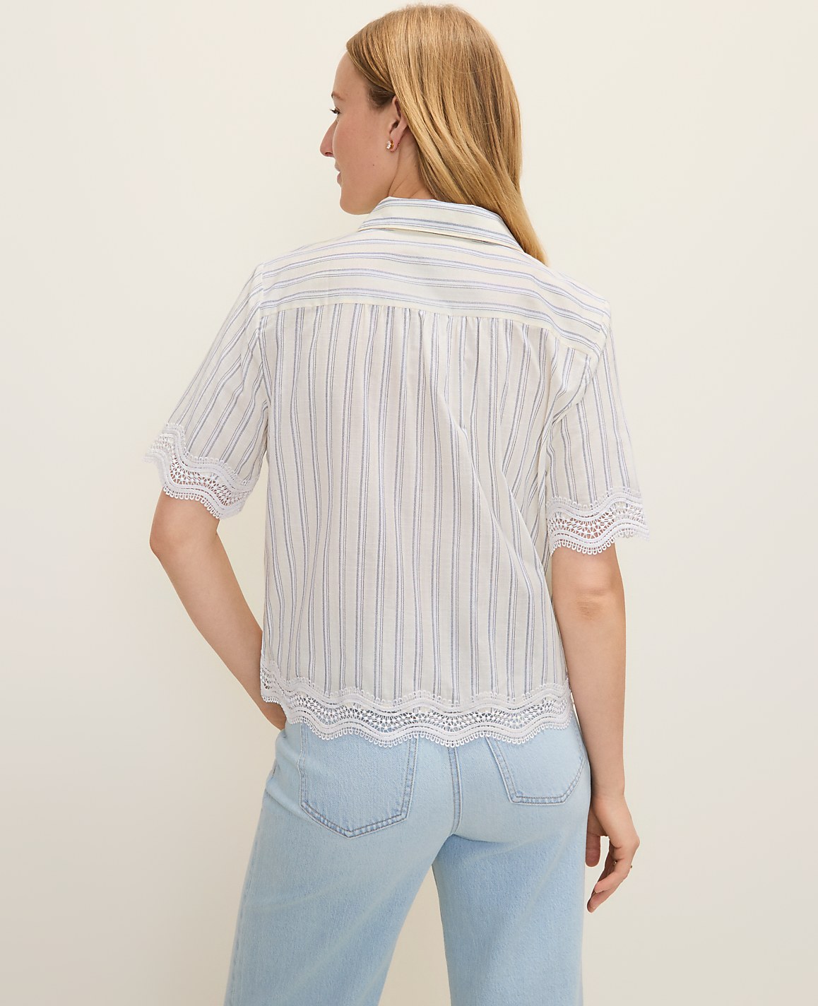 Petite Weekend Embroidered Striped Shirt