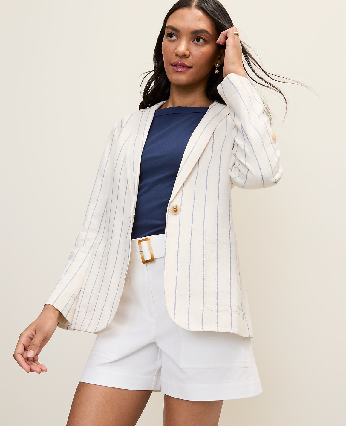 Weekend Striped Blazer in Linen Blend