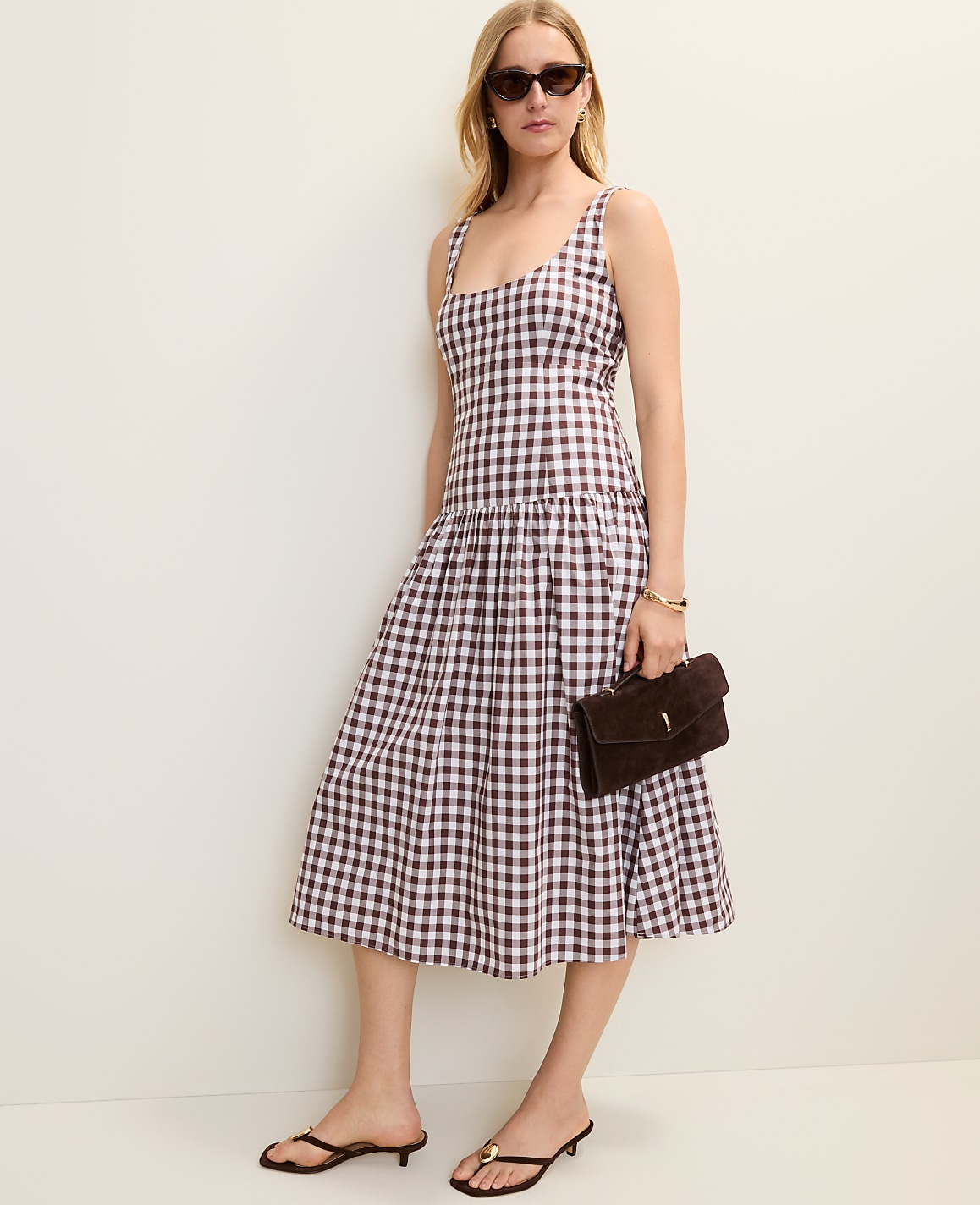 Flare Midi Dress in Gingham