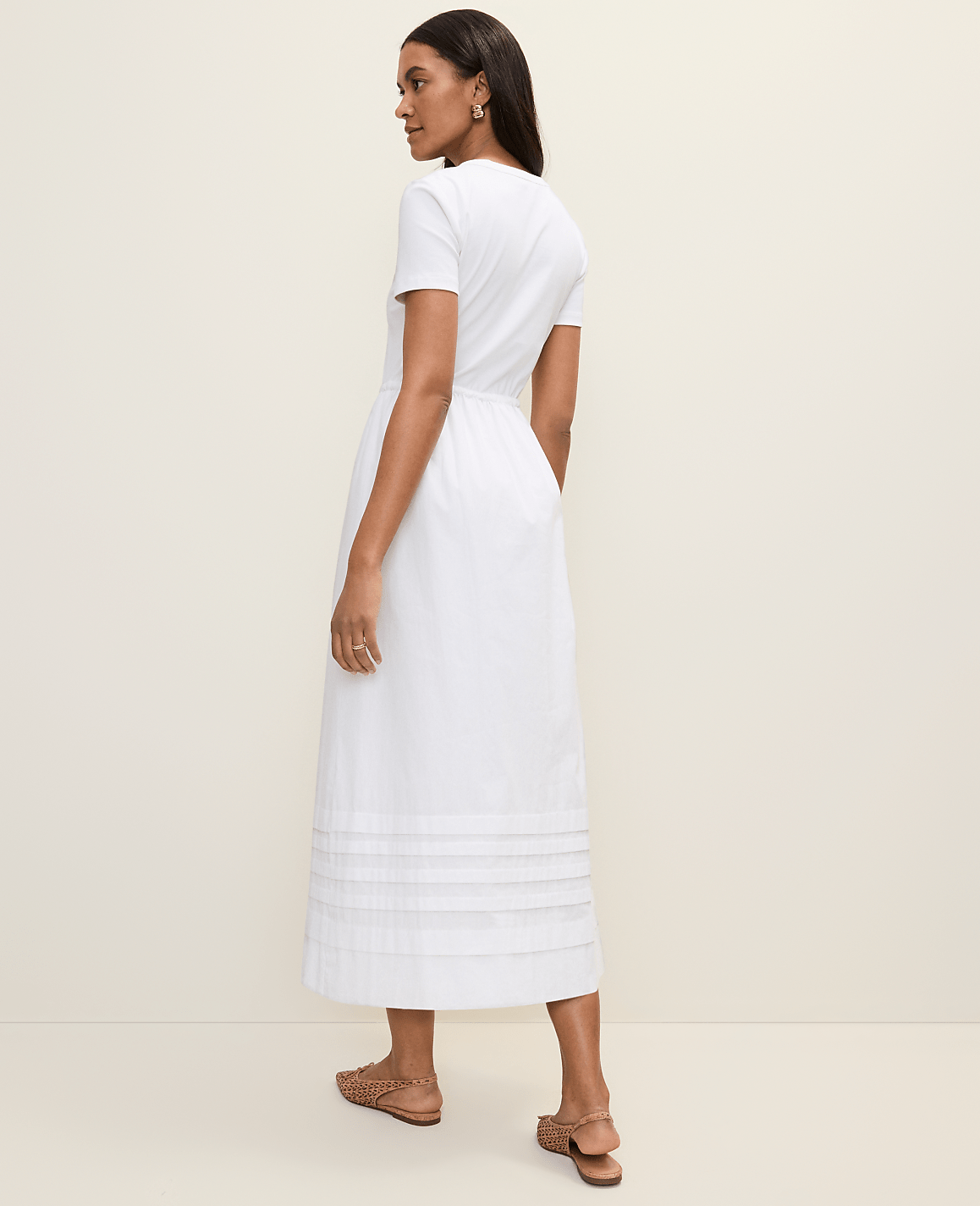 Weekend Mixed Media Crew Neck Midi Dress