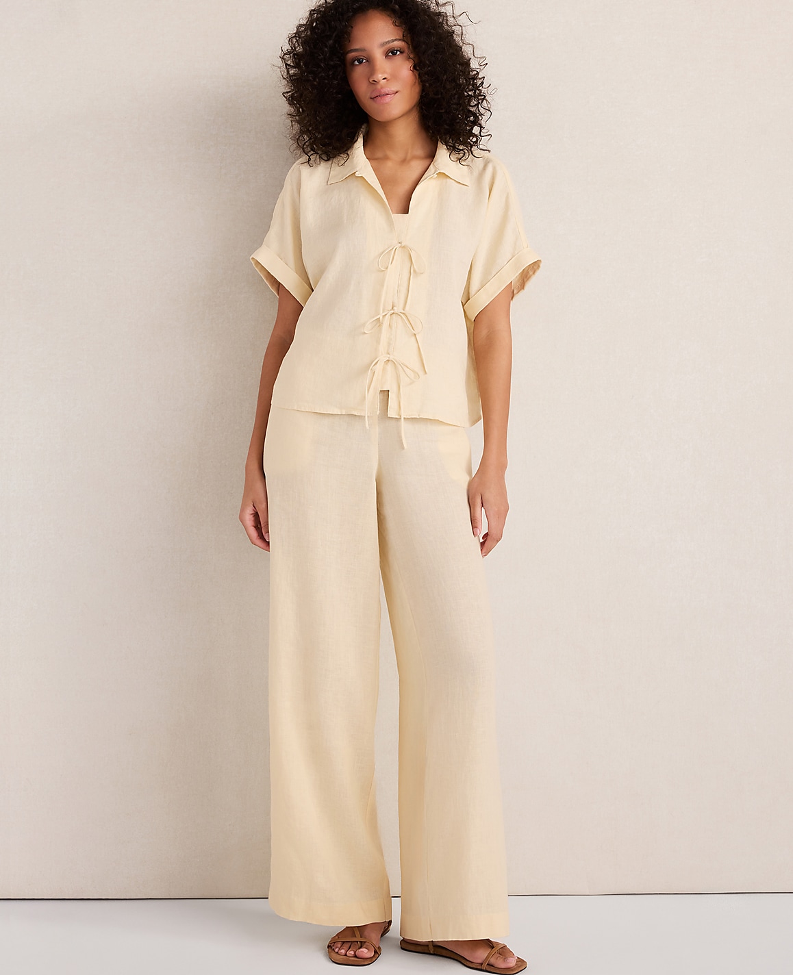 Haven Well Within Linen Tie-Front Top