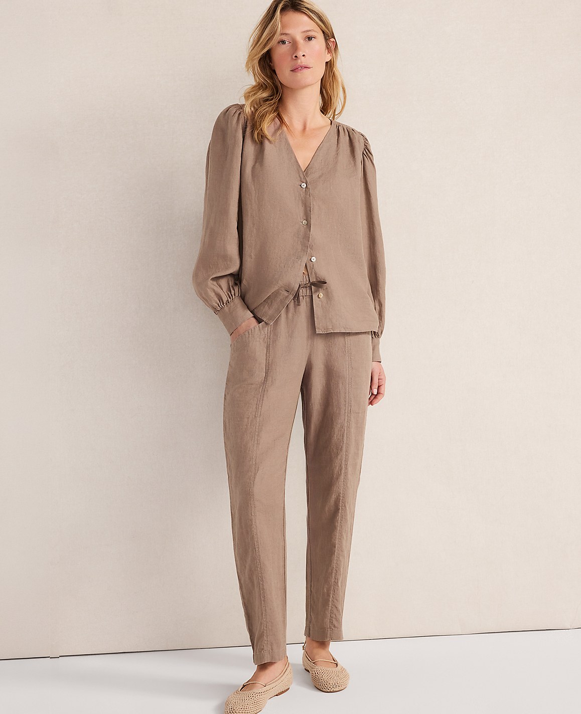 Haven Well Within Linen V-Neck Blouse