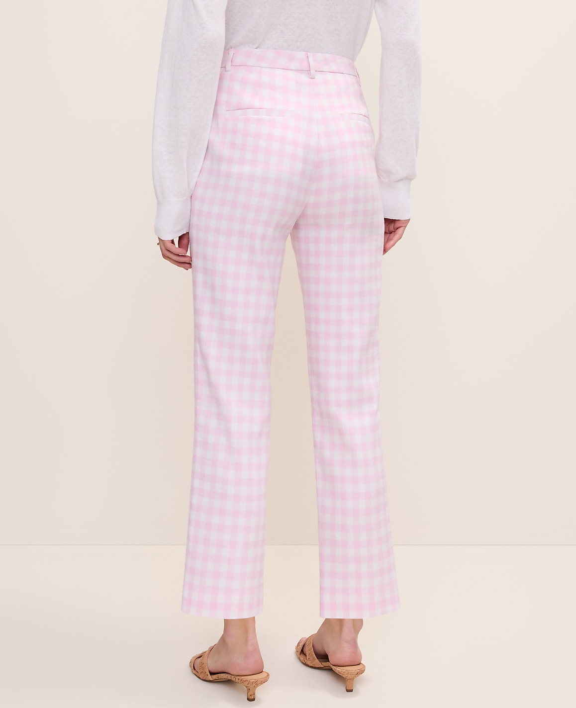 The Tall Slim Crop Pant in Gingham Linen Blend