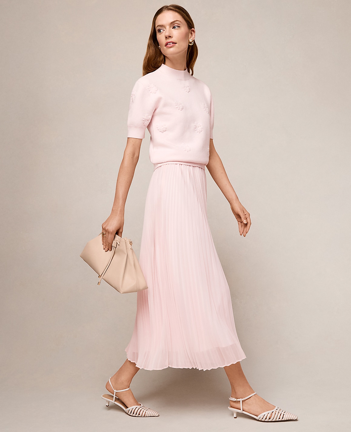 Petite Chiffon Pleated Midi Skirt