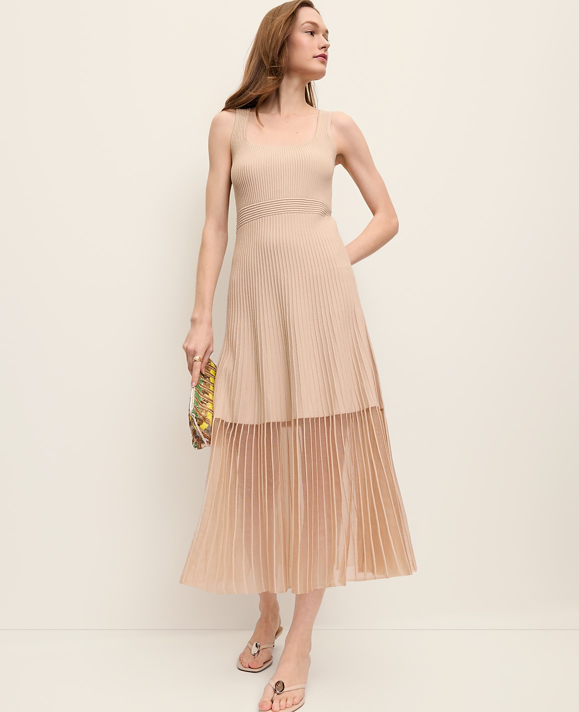 Petite Square Neck Ribbed Sweater Dress