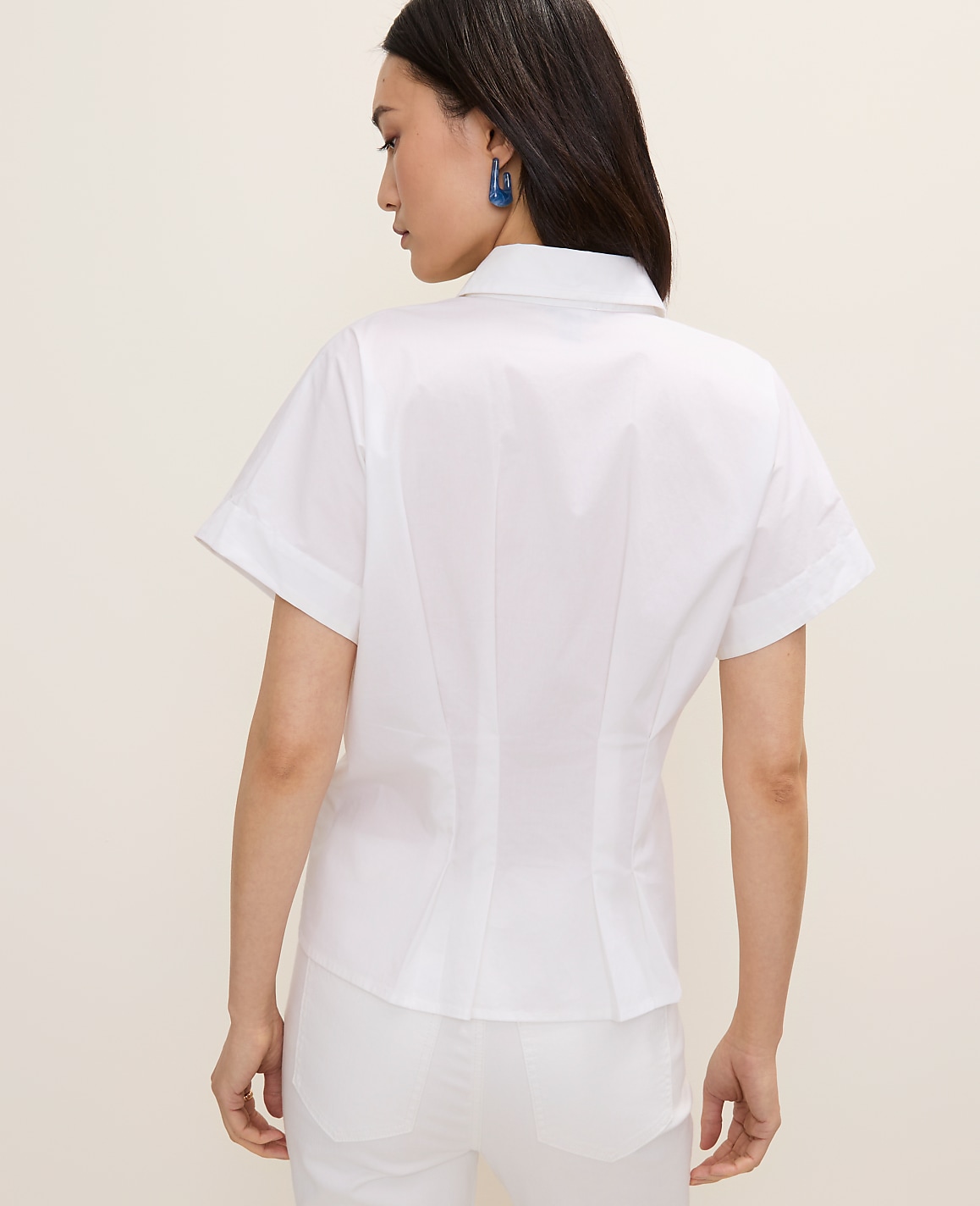 Petite Pleated Collared Blouse