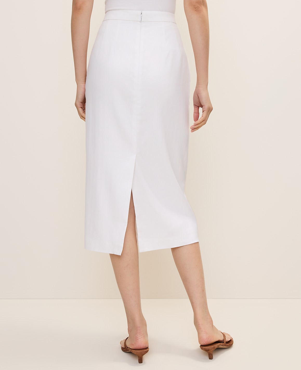 The Column Midi Skirt in Linen Blend