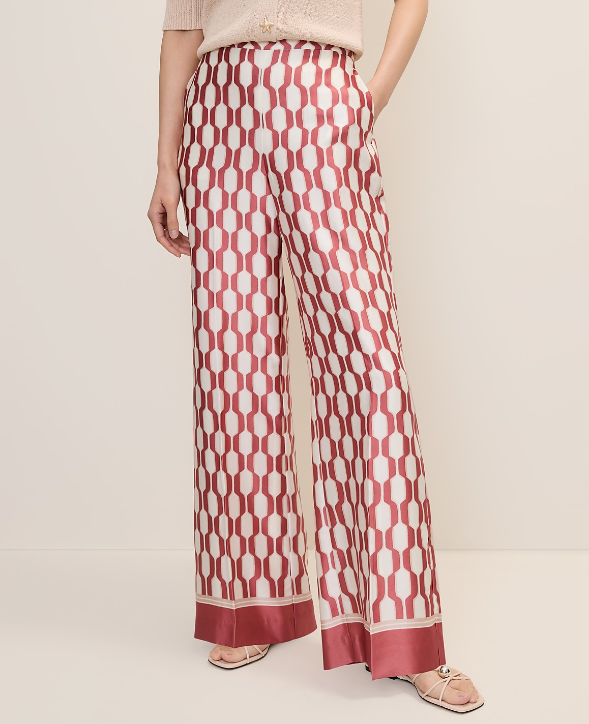 The Wide-Leg Pant in Satin Geo Print
