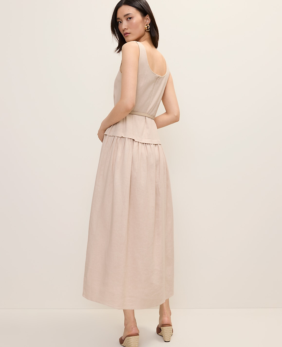 Belted Flare Midi Dress
