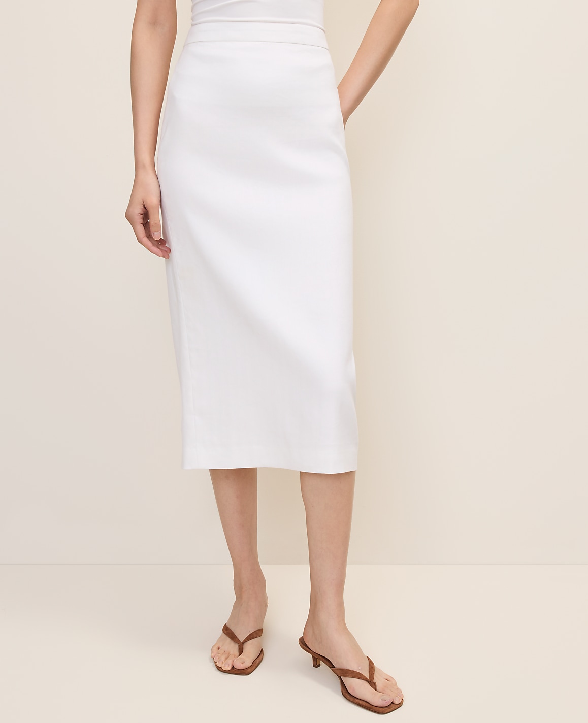 The Column Midi Skirt in Linen Blend