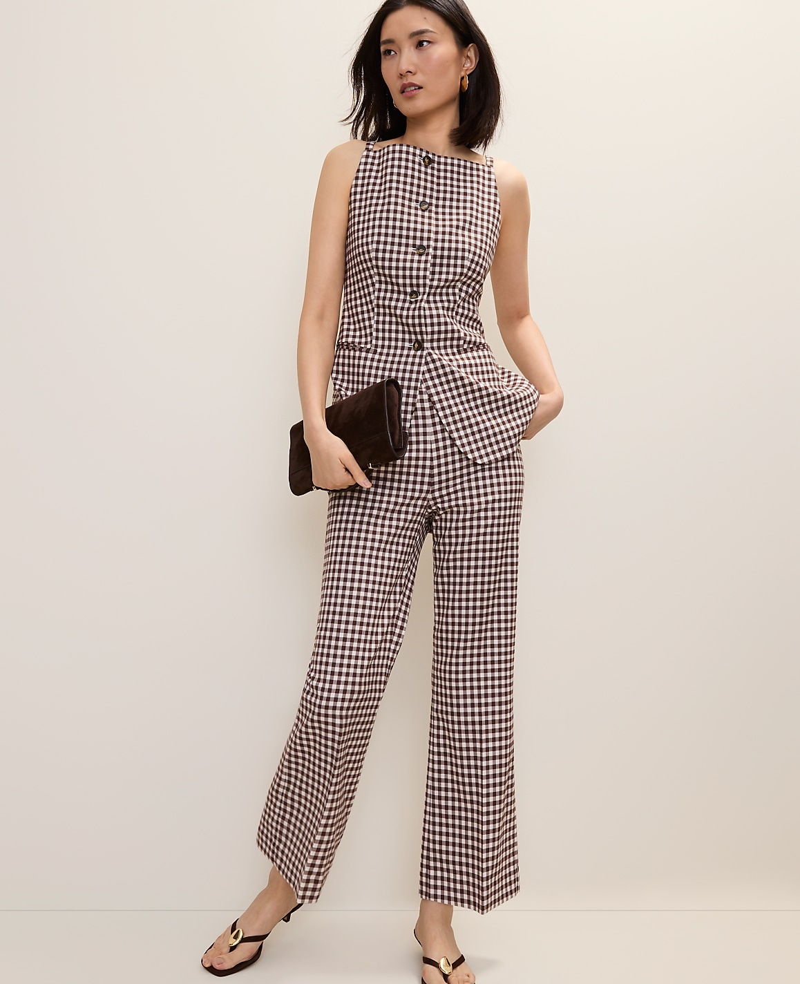 The Tall Side Zip Flare Pant in Gingham