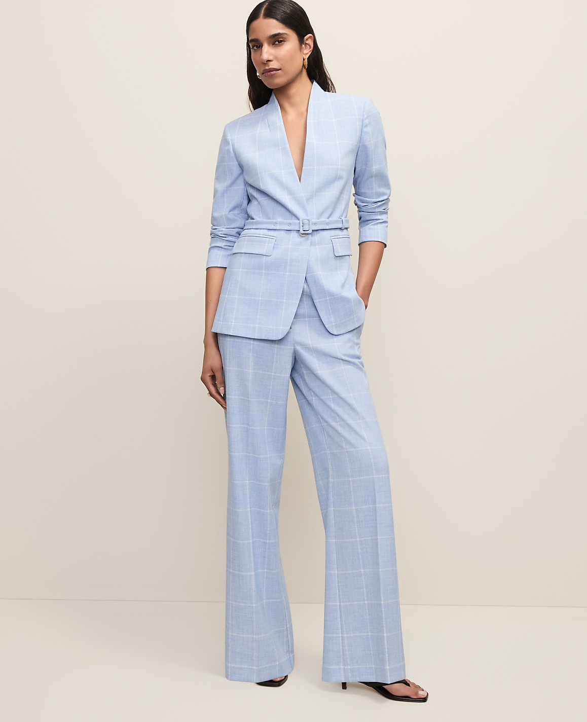 The Petite Wide-Leg Pant in Windowpane