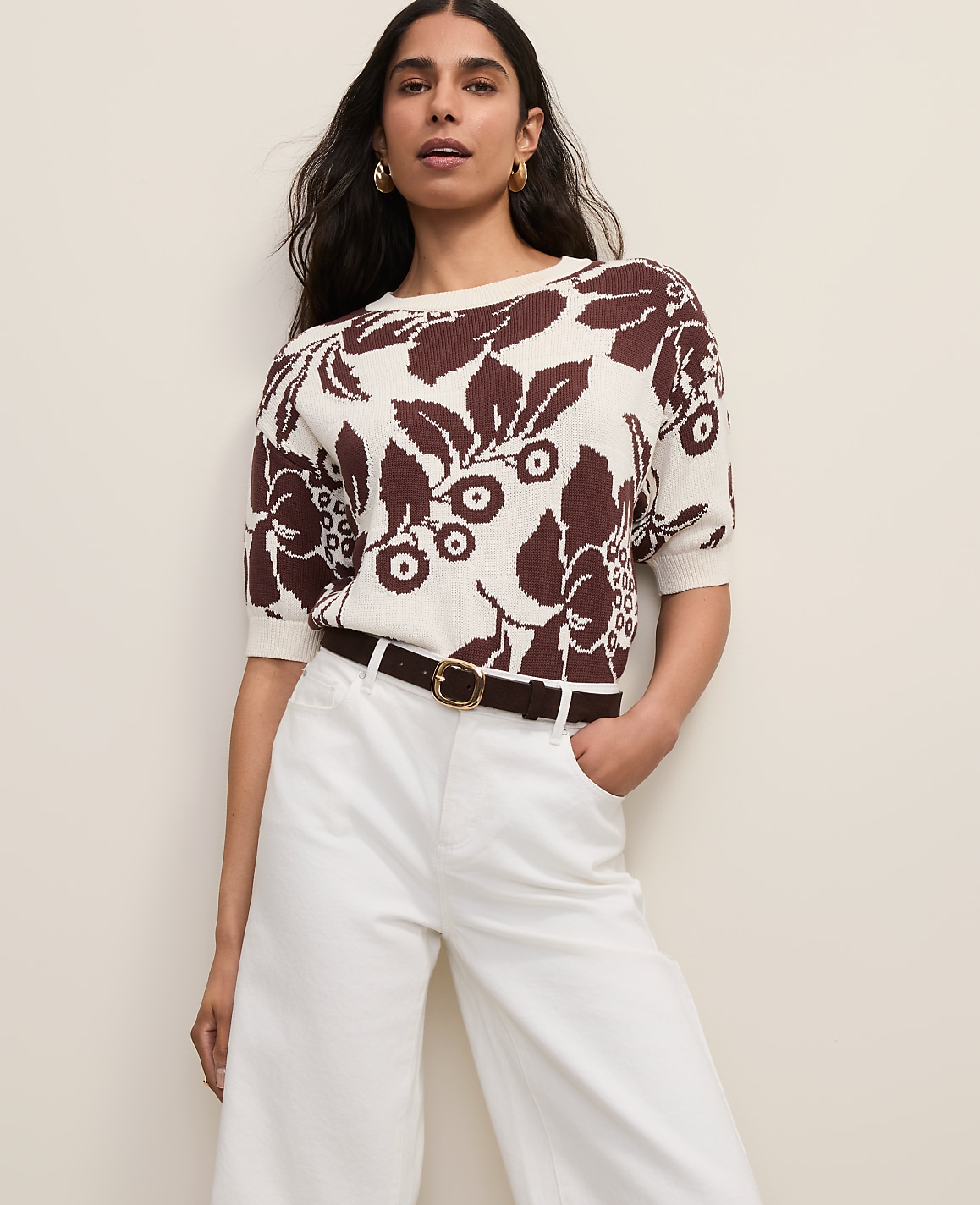 Petite Floral Jacquard Sweater Tee