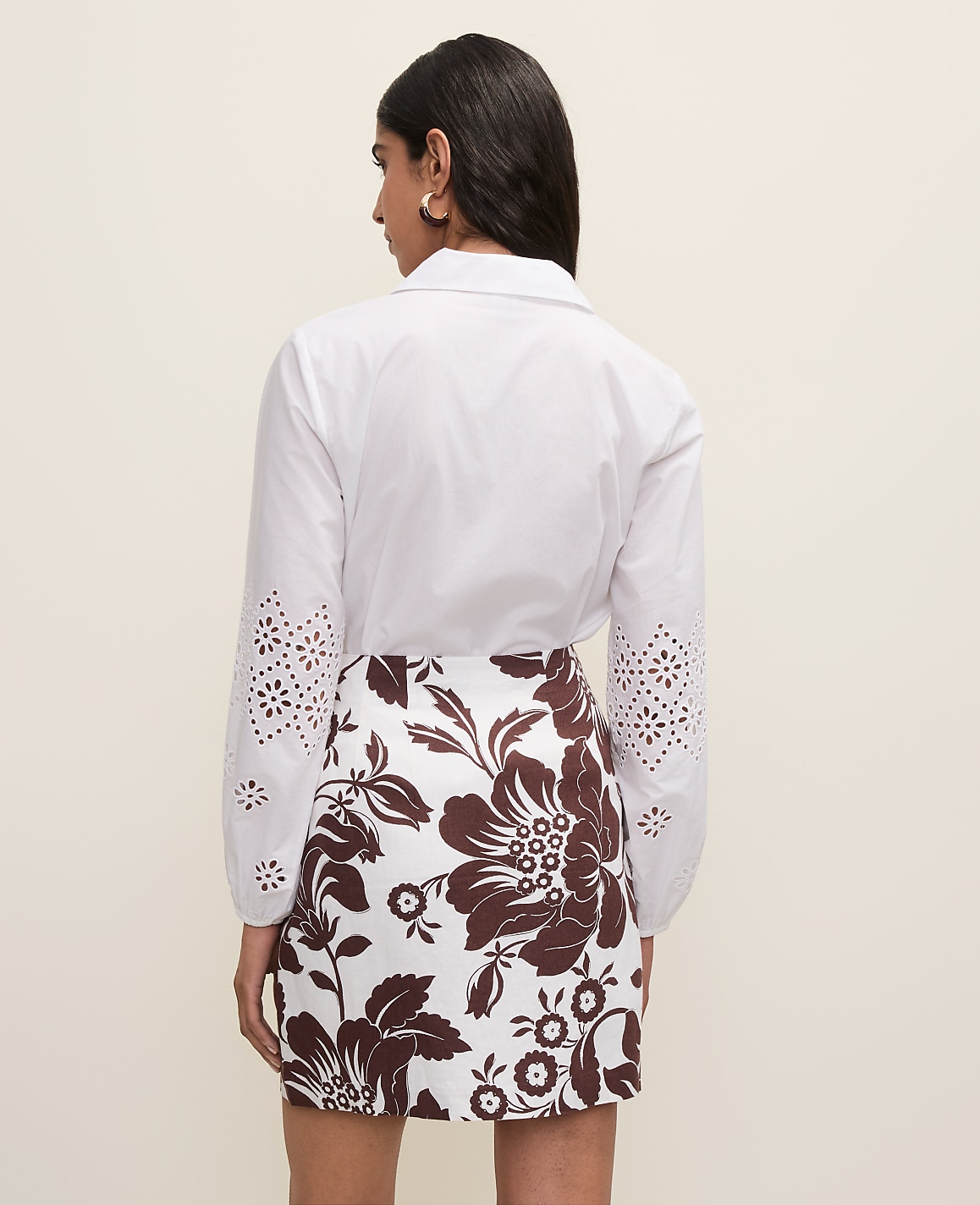 Floral A-Line Skirt in Linen Blend