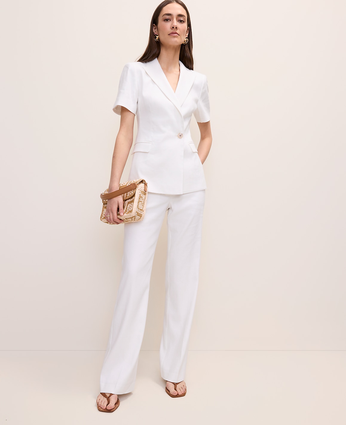The Petite High Rise Trouser in Linen Blend