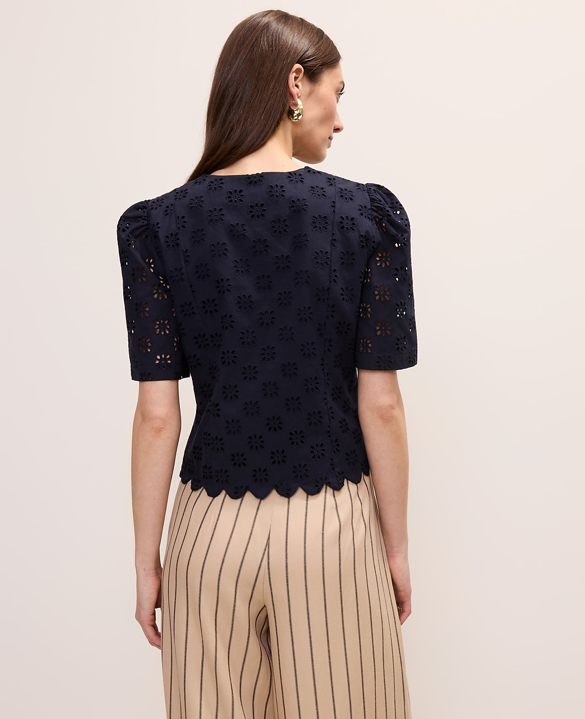 Petite Eyelet Tie Front Blouse