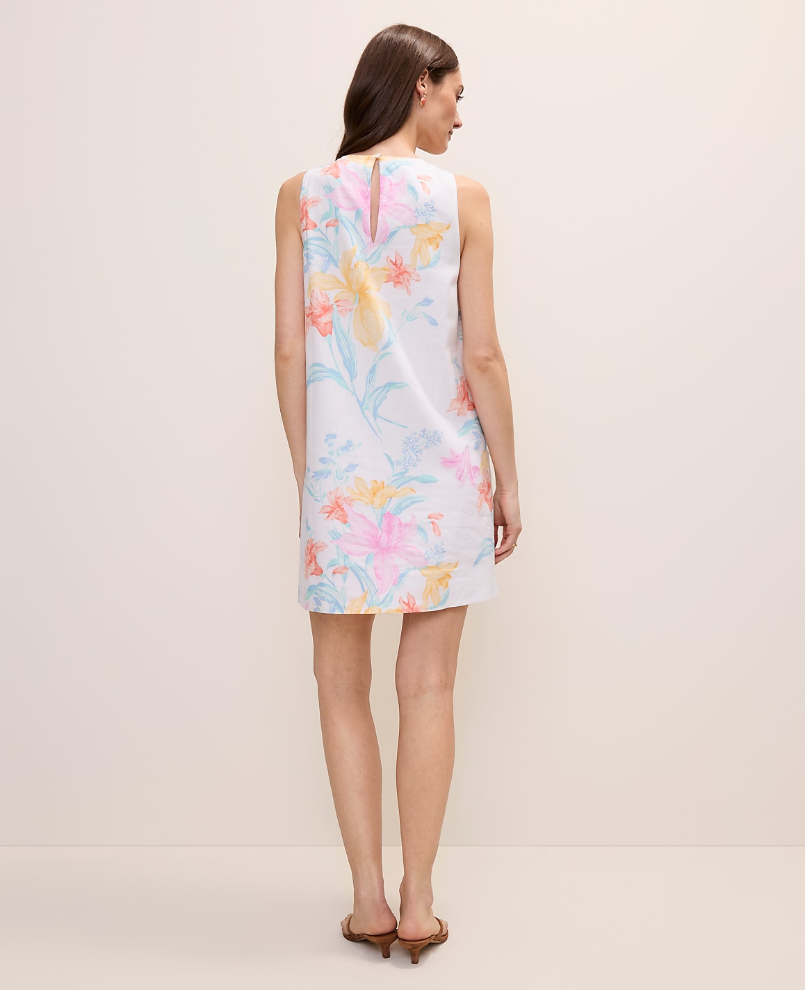 Floral Shift Dress in Linen Blend