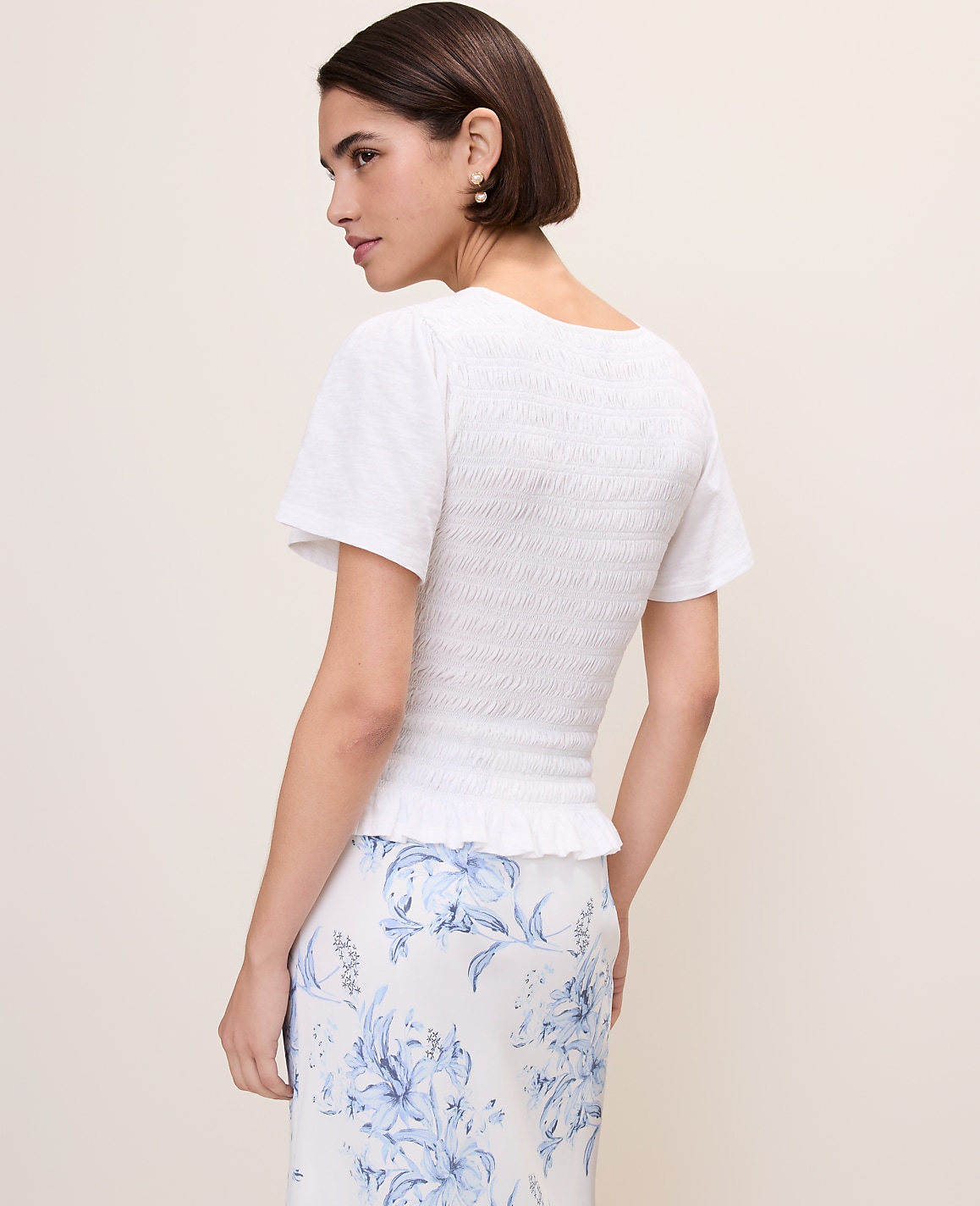 Petite Smocked Ruffle Top
