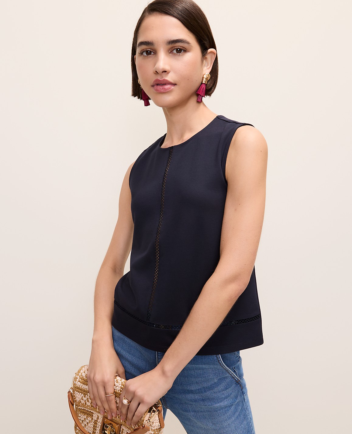Ponte Lace Trim Shell