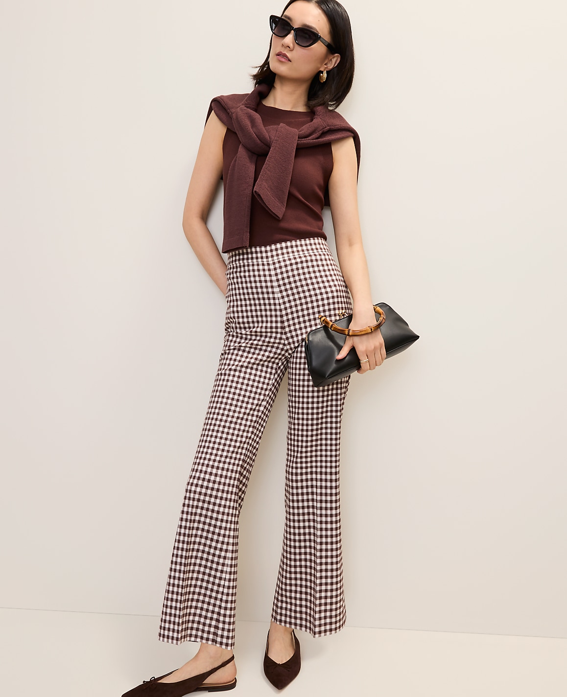 The Tall Side Zip Flare Pant in Gingham