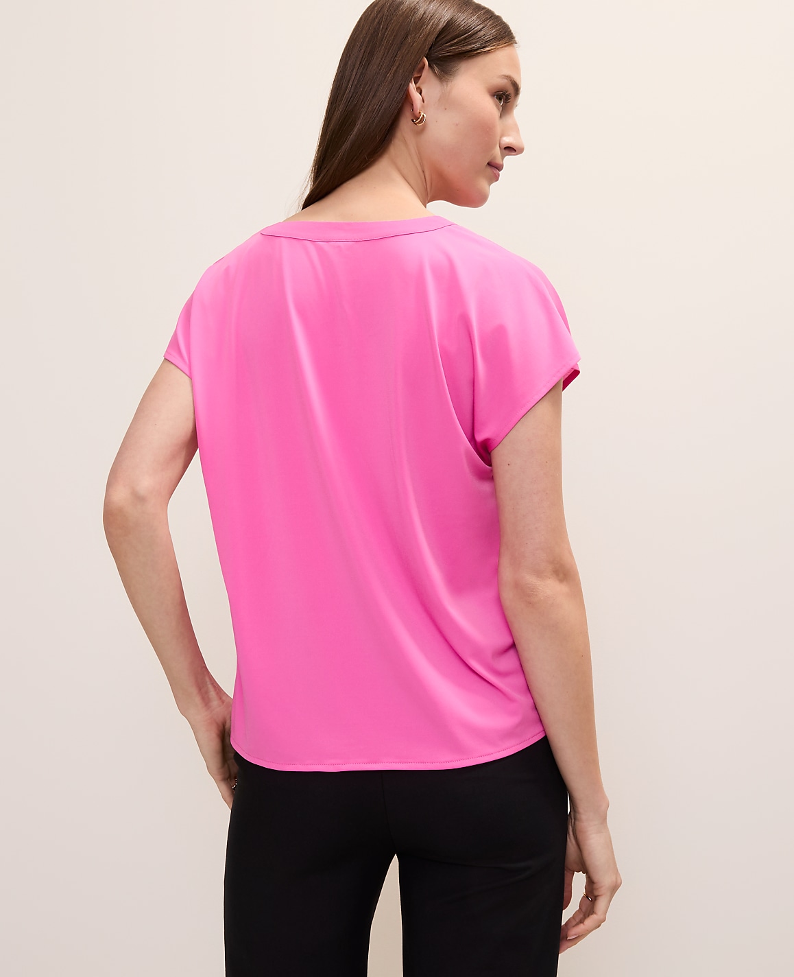 Petite Mixed Media Pleat Front Top