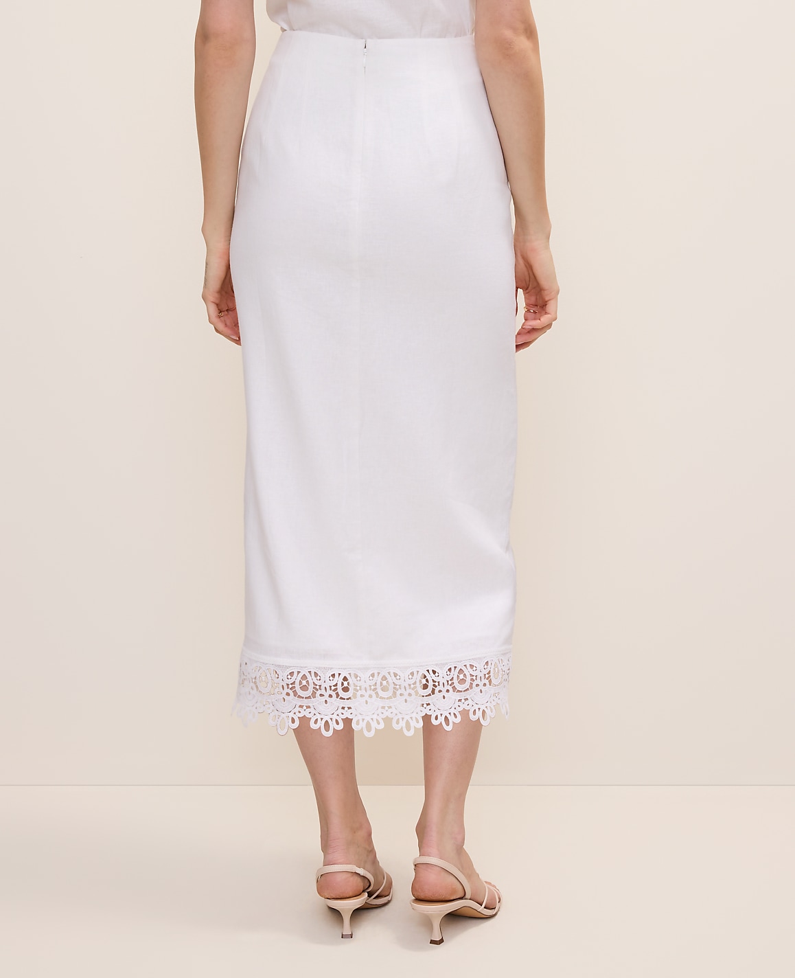 Petite Wrap Midi Skirt in Linen Blend