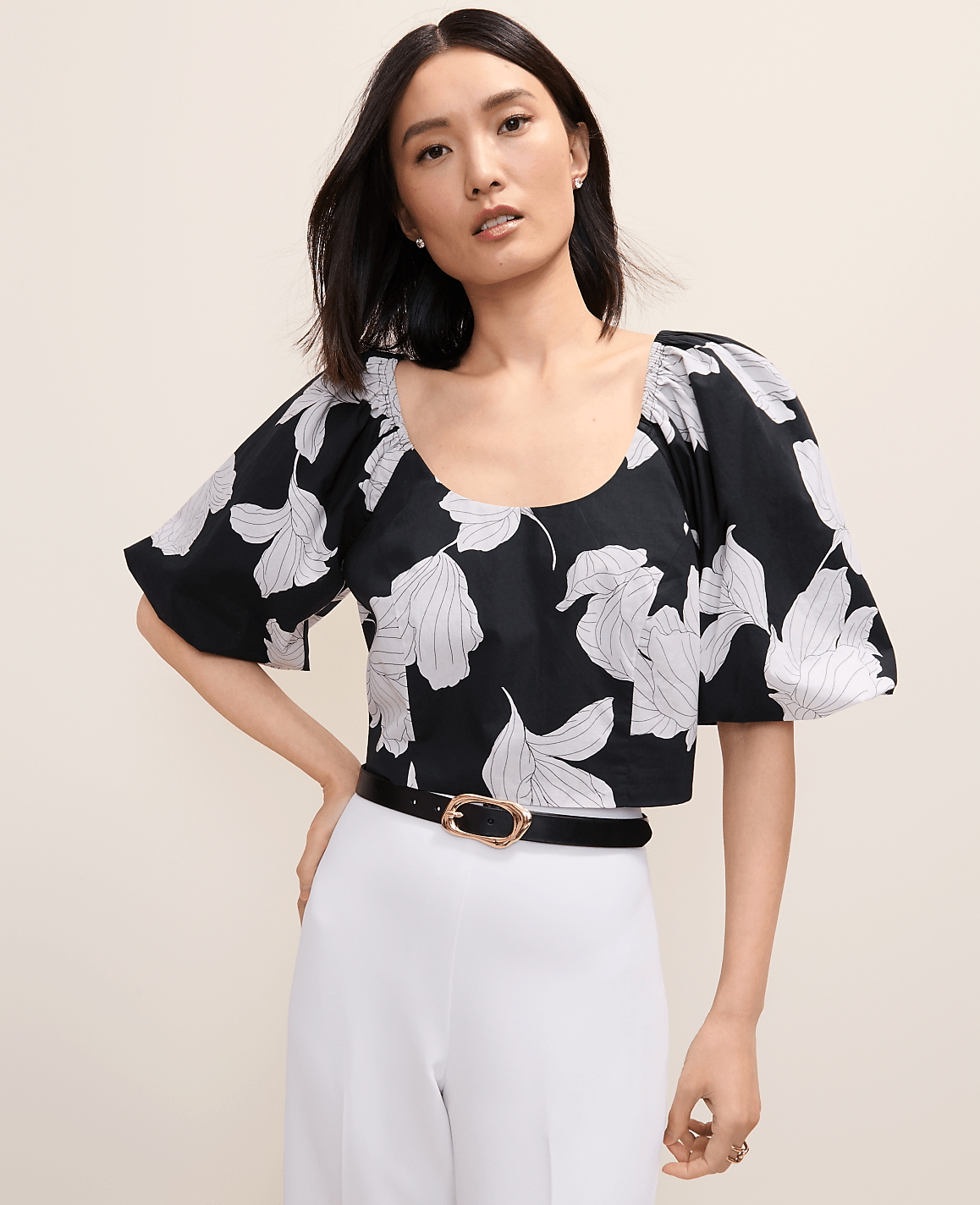Petite Floral Puff Sleeve Top