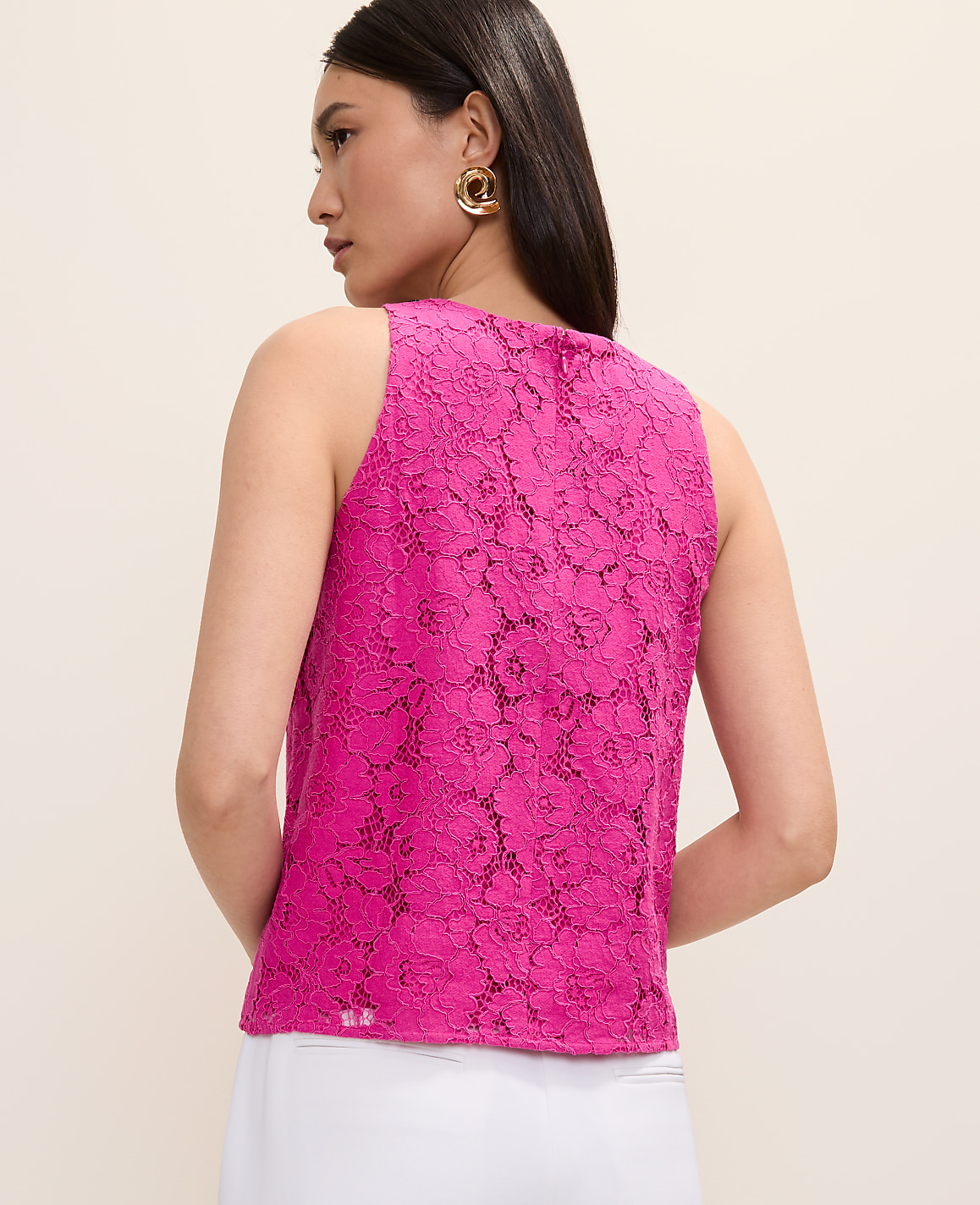 Lace Crew Neck Halter Top