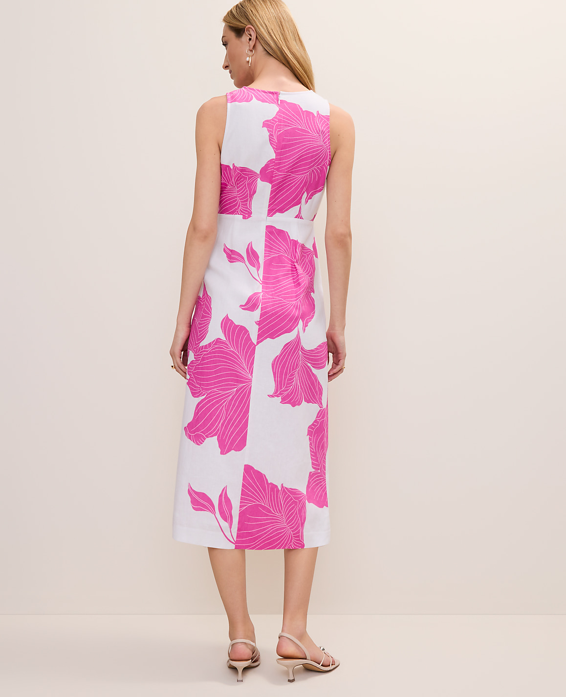 Floral Midi Wrap Dress in Linen Blend