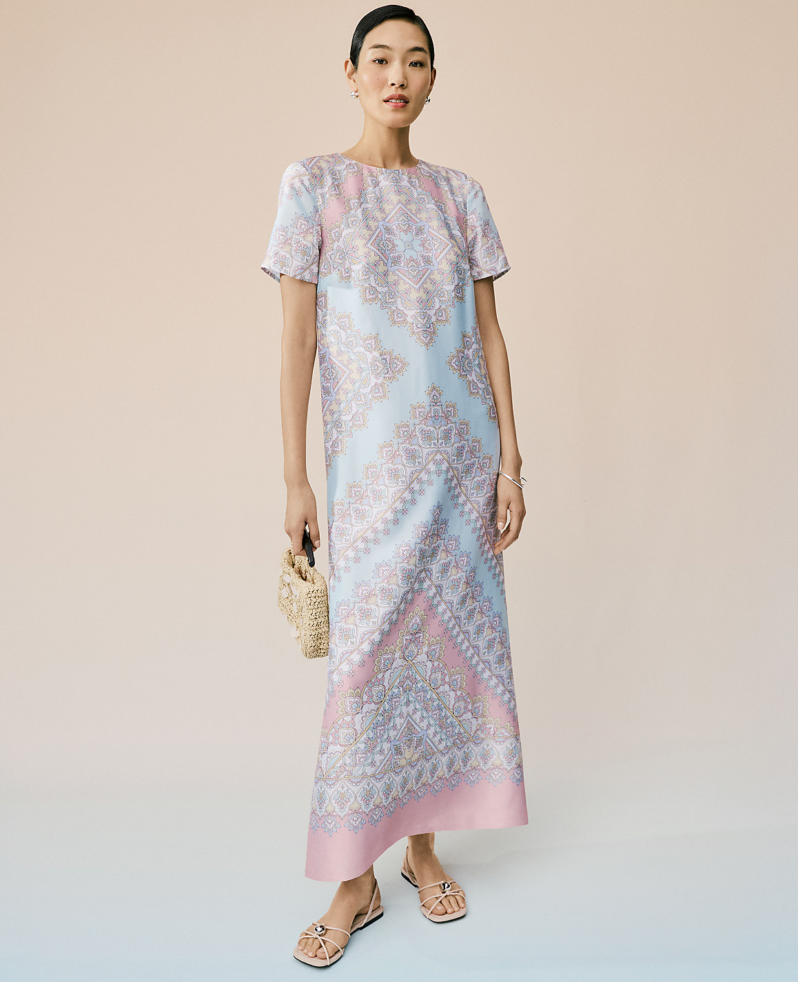 Satin Paisley Maxi Dress