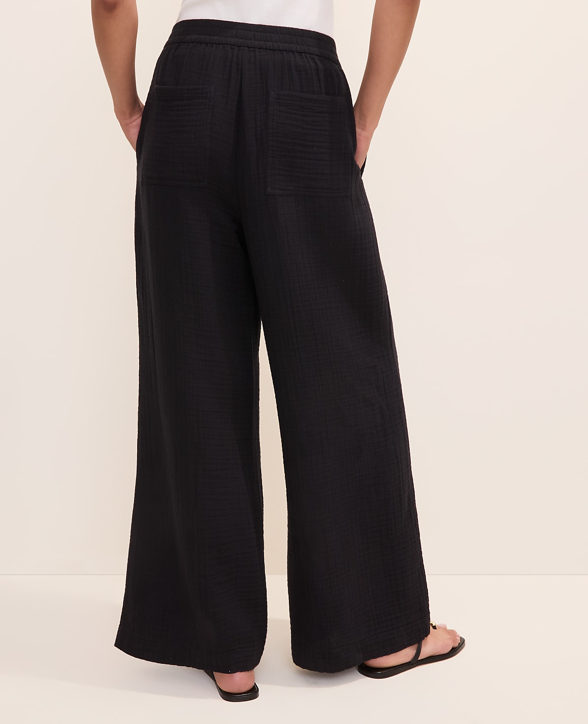 The Petite Easy Fit Wide-Leg Pant in Cotton Gauze