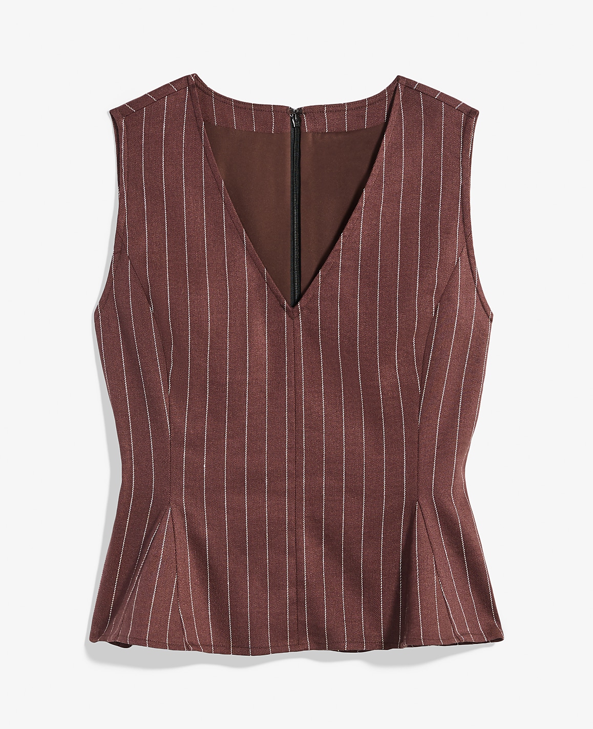 Pinstripe Peplum Top in Linen Blend