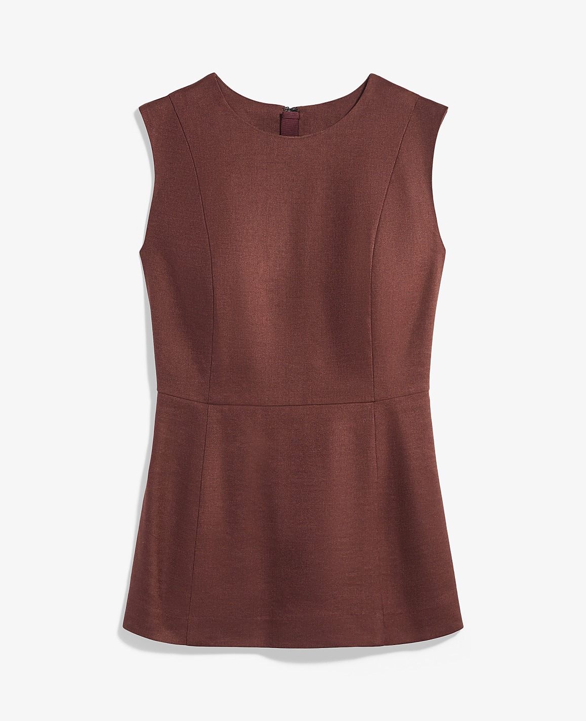 The Petite Long Crew Neck Top in Linen Blend