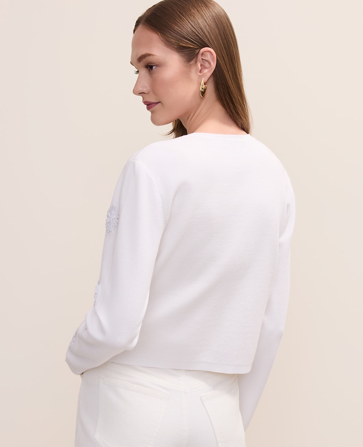 Petite Floral Appliqu&eacute; Cardigan