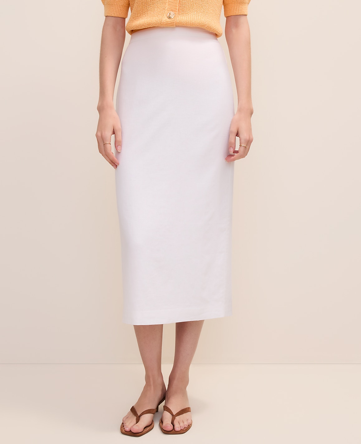 The Clean Midi Skirt in Linen Blend