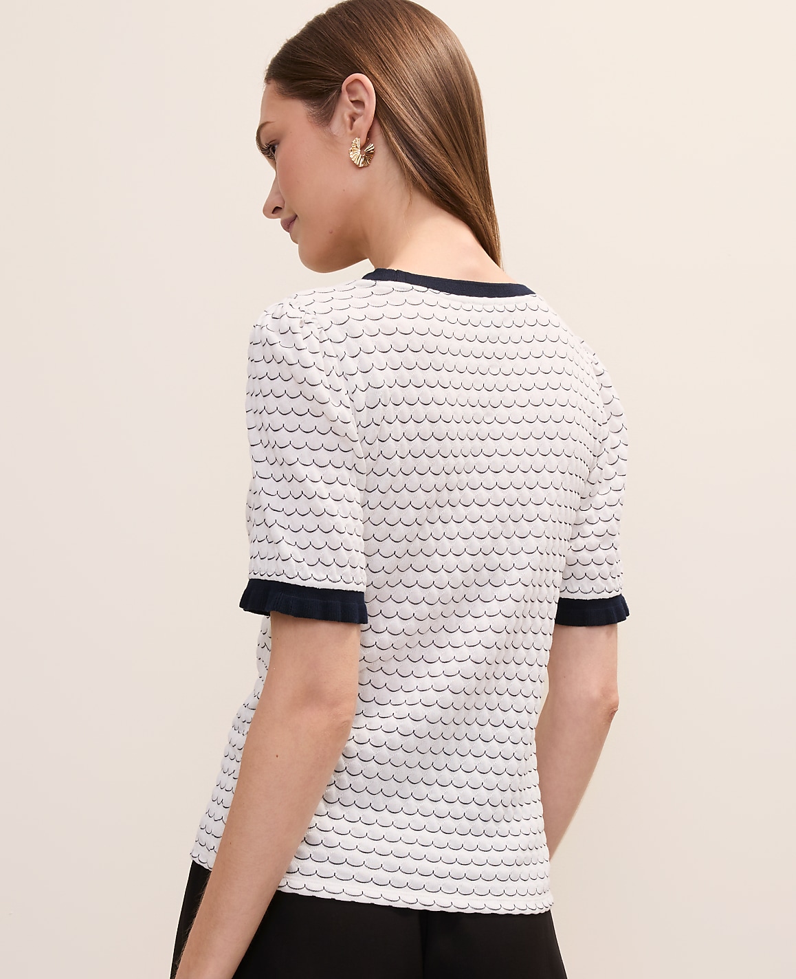 Scalloped Ruffle Trim Top