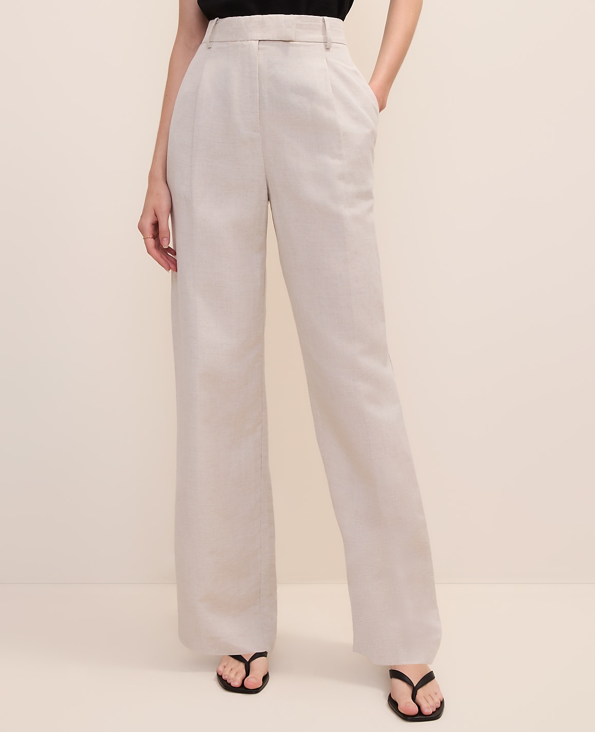 The Pleated Straight Pant in Linen Blend