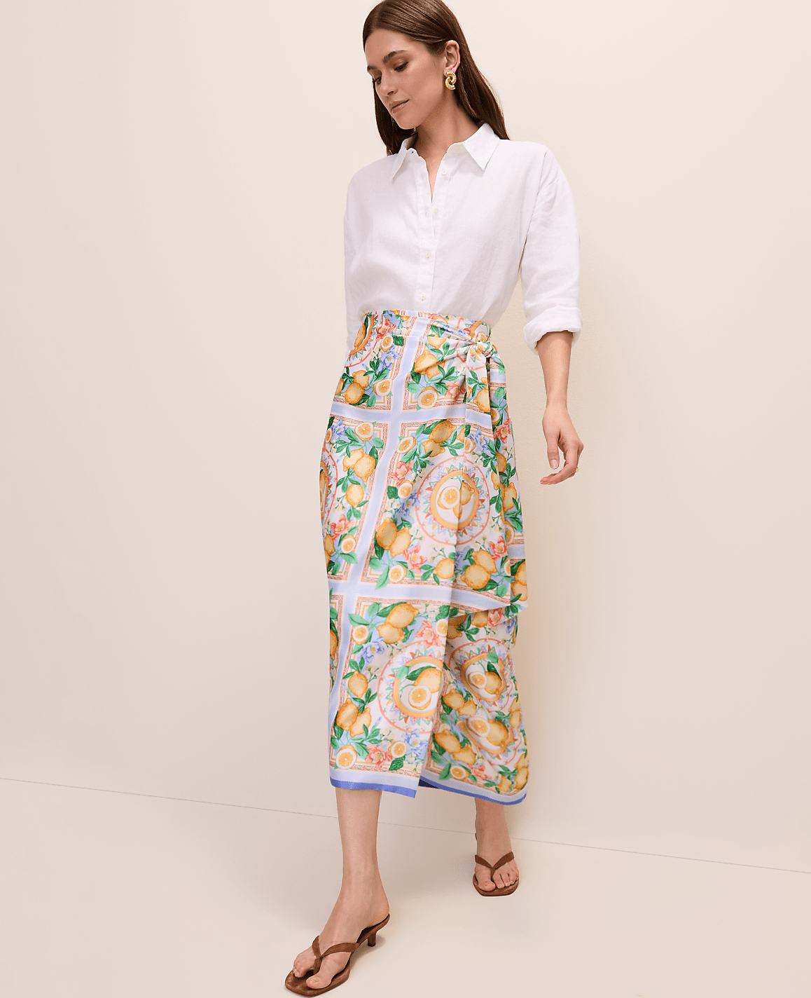Petite Lemon Wrap Skirt in Satin