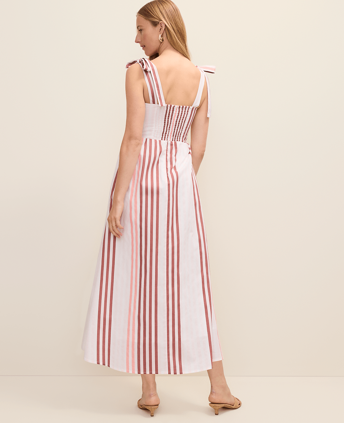 Petite Weekend Striped Tie Strap Midi Dress