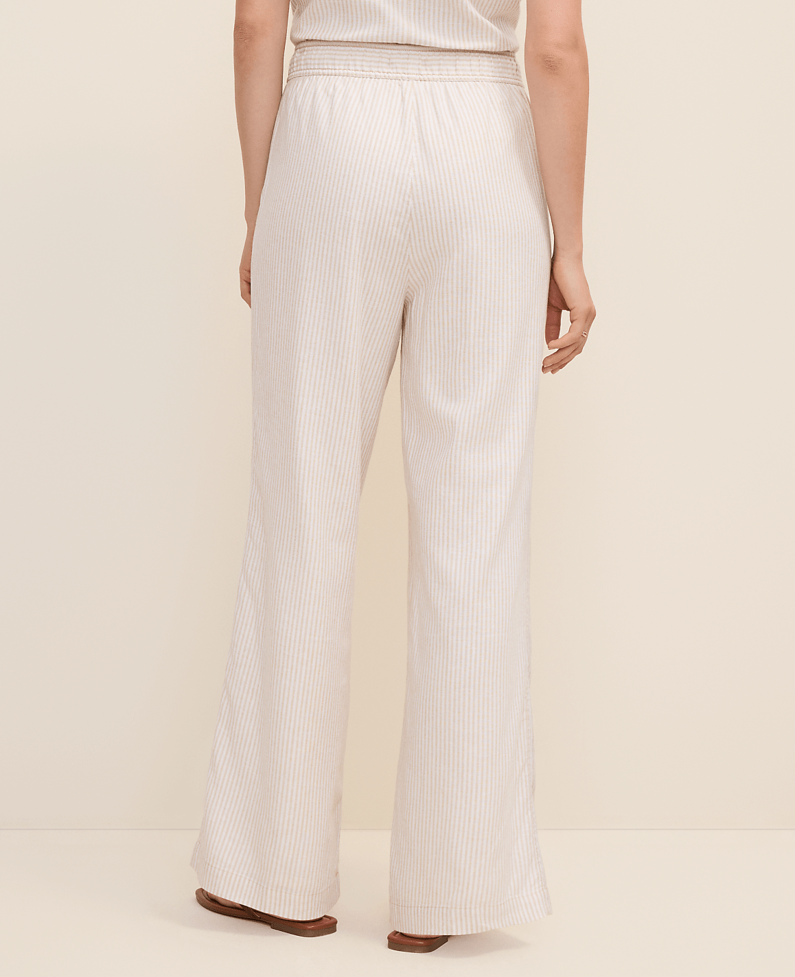 Weekend Striped Easy Fit Wide-Leg Pant in Linen Blend