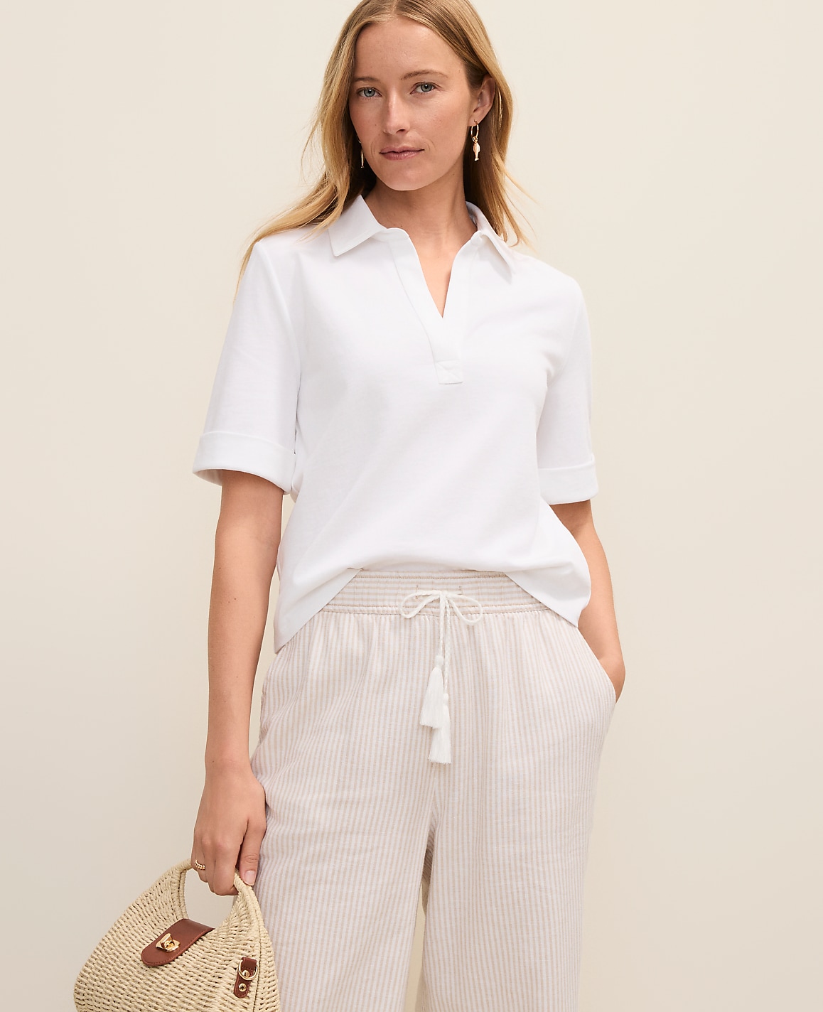Weekend Split Neck Polo Top