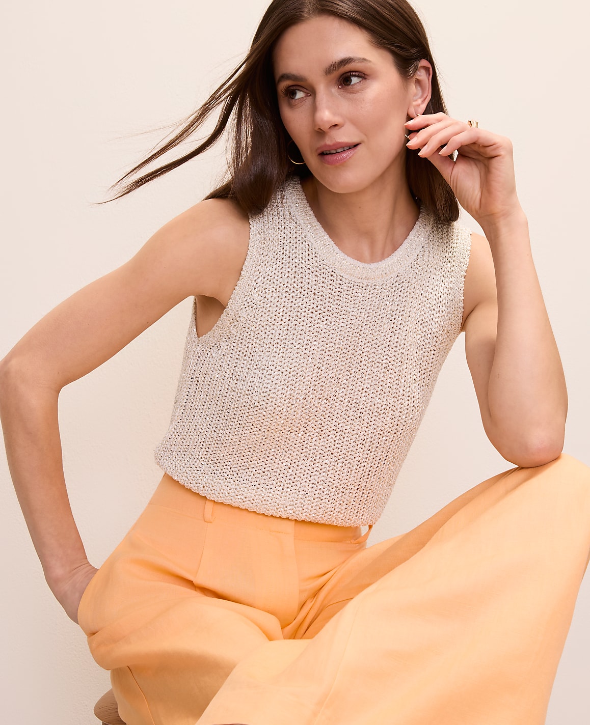 Sequin Metallic Sweater Shell