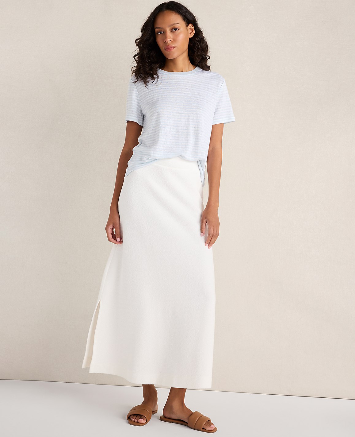 Haven Well Within Cotton Blend Textured Midi Skirt