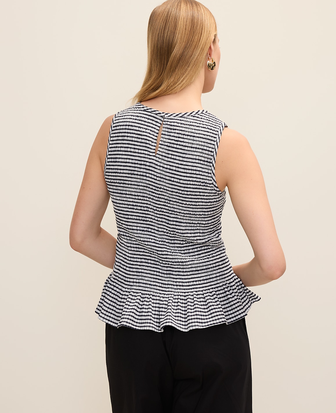 Gingham Smocked Peplum Tank