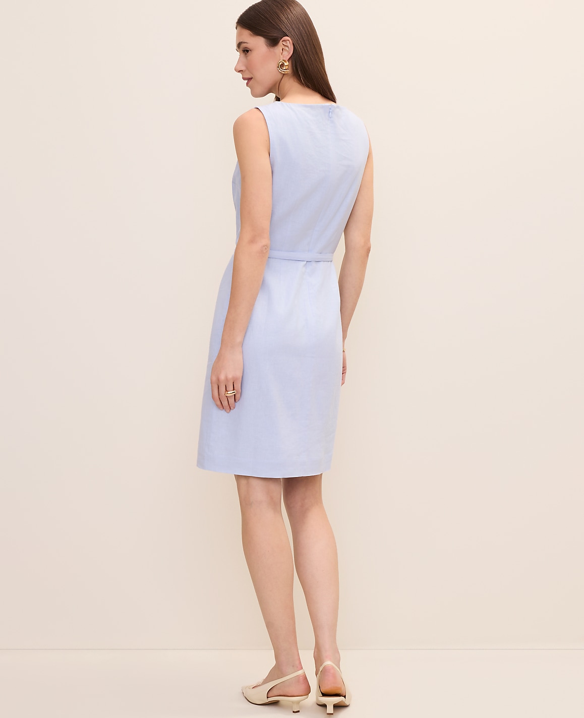 The Petite Belted Shift Dress in Linen Blend