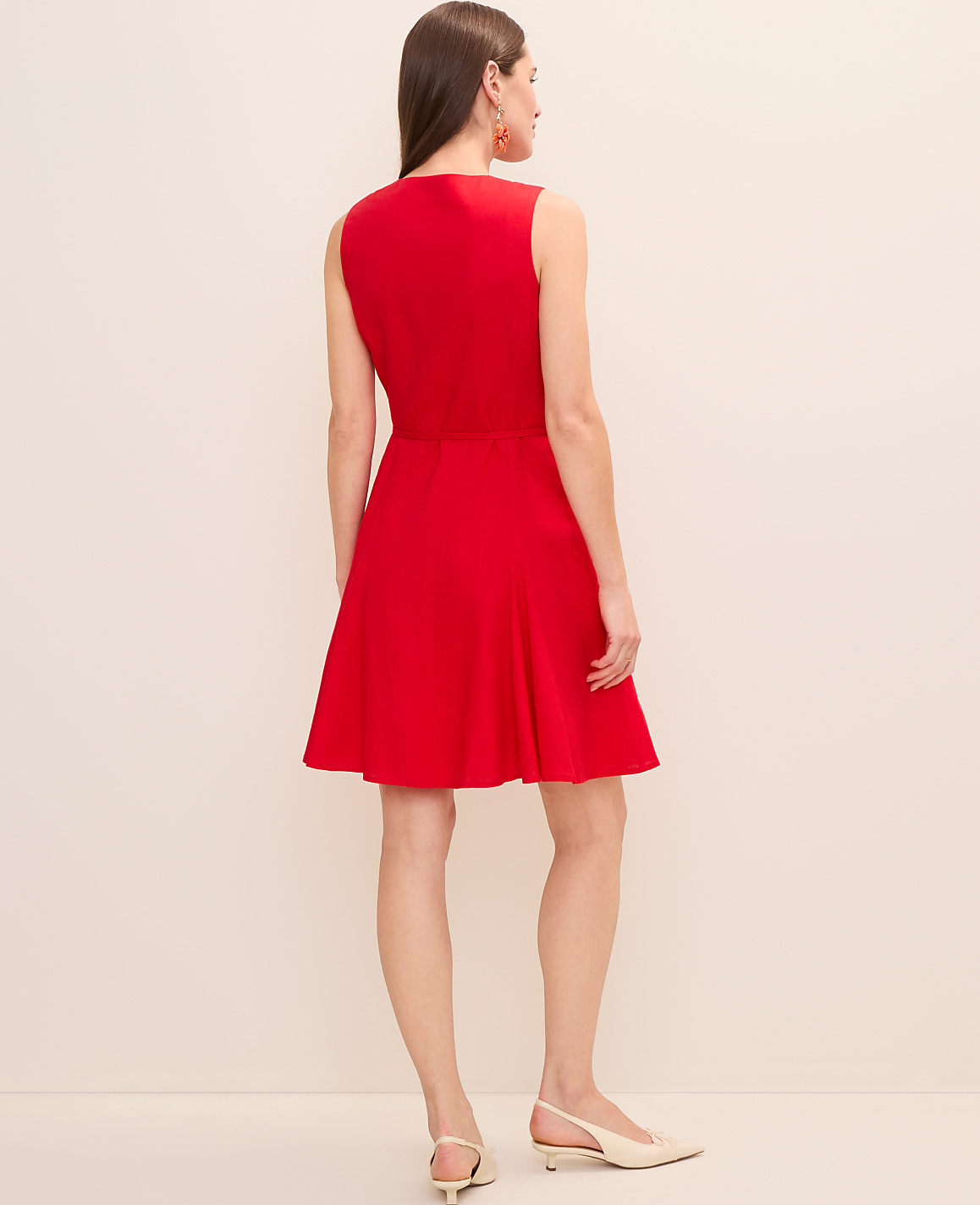 Linen Blend Flare Dress