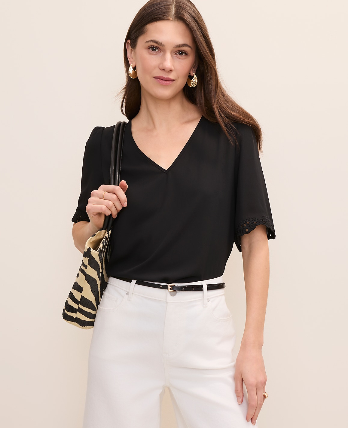 Embroidered Mixed Media Top