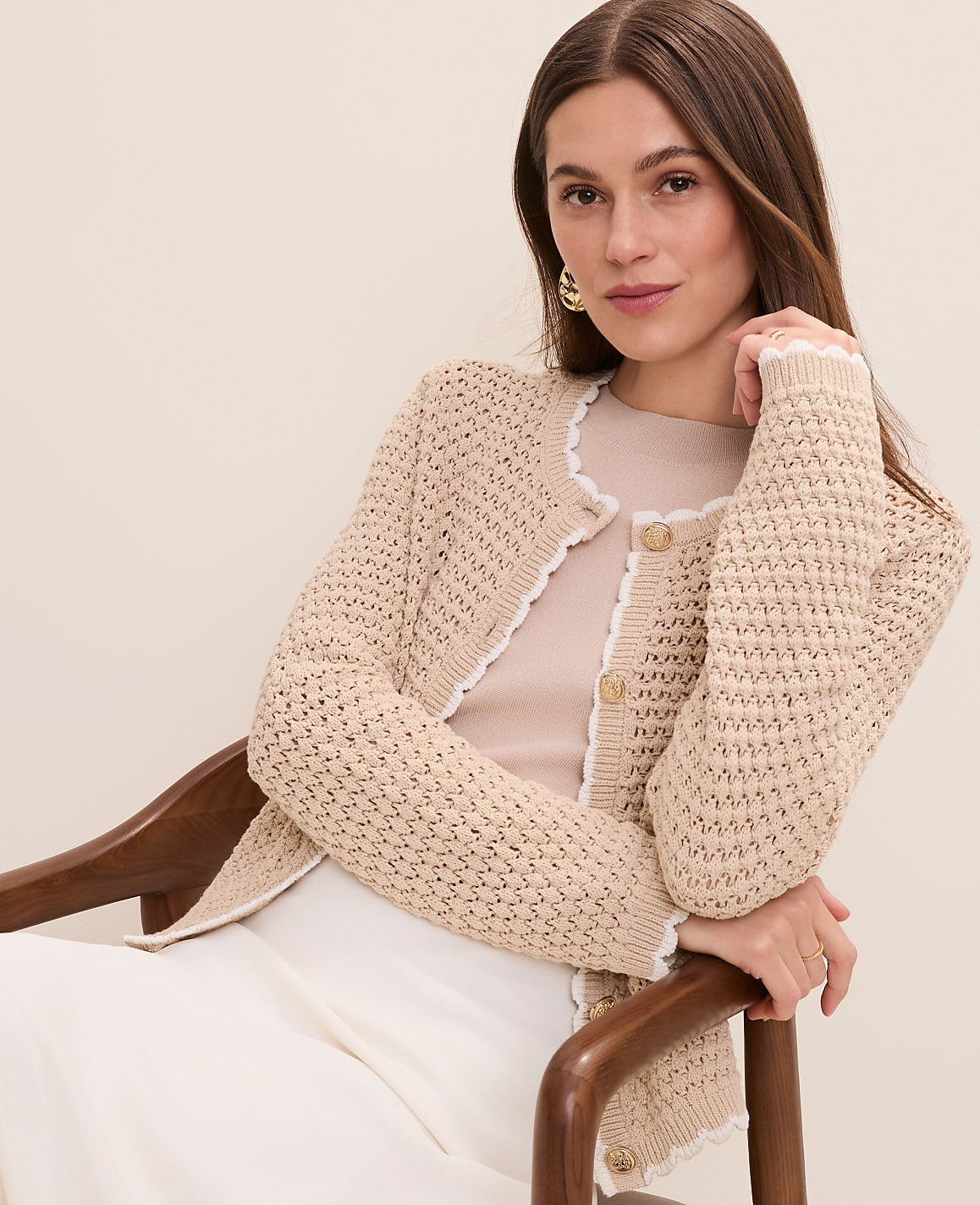 Scalloped Trim Cardigan