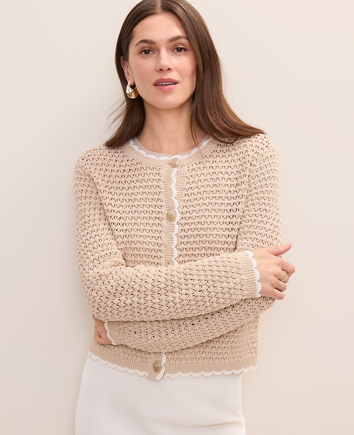 Scalloped Trim Cardigan