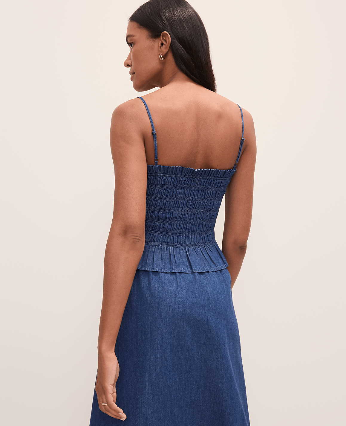 Weekend Smocked Tank Top in Chambray
